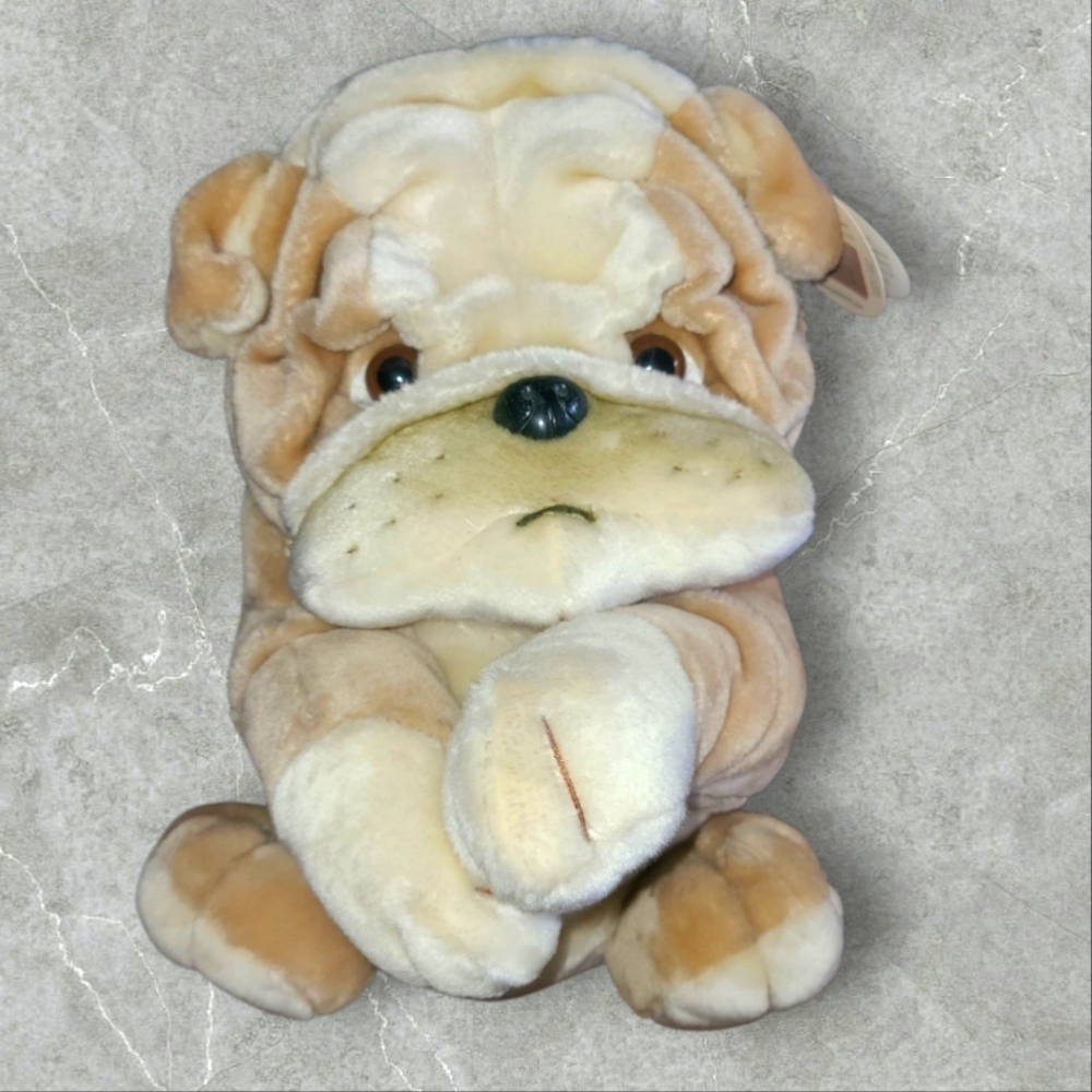 Vtg Bestever English Bulldog Plush Stuffed Animal Basket